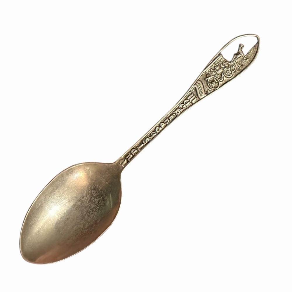 Vintage Mackinac Island Michigan Souvenir Spoon Horse Drawn Carriage Silver Tone